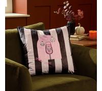 furn. Furn Spooky Spritz Velvet Halloween Polyester Filled Cushion, Pink/mono, 45 X 45 Cm