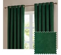 furn. The Ultimate Velvet Eyelet Curtain Pair - Soft Stylish Room Darkening Matte Velvet Drapes (Emerald - 168x137cm)