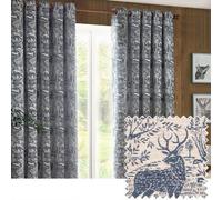 furn. Furn Winter Woods Chenille Room Darkening Eyelet Curtain Pair Midnight (W)117Cm X (D)183Cm