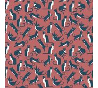 Furn. Geo Cat Pink Printed Wallpaper Sample
