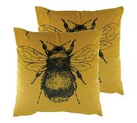 Evans Lichfield Goldbee Twin Pack Polyester Filled Cushions Gold 43 x 43cm, Gold