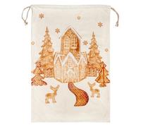 furn. Gretel Printed Velvet Xmas Sack, Cloud Dust/Ginger, 74 x 50cm