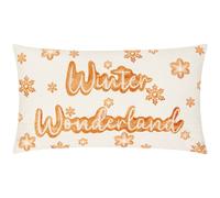 furn. Gretel Polyester Filled Cushion (Ginger - 30x50cm) | Christmas Winter Gingerbread Embroidered Slogan Velvet Piped Festive Seasonal Pillow