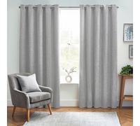 furn. Grey Woven Lined Eyelet Curtains (W)167Cm (L)228Cm, Pair
