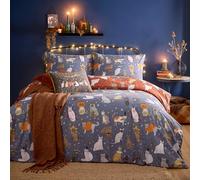 furn. Halloween Pawty Duvet Cover Set - Fun Spooky Reversible Cat Party Design Bedding (Multicolour - King)