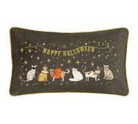 Furn. Halloween Pawty Embroidered Velvet Cushion Cover