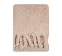 furn. Harlan Borg Sherpa Throw (Natural - 140x180cm) | Sherpa Borg Fleece Twist Tassels Soft Warm Textured Contemporary Blanket