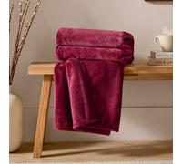 furn. Harrow Fleece Throw - Silky Soft Lightweight Flannel Blanket for Bed or Sofa (Berry - 140x180cm)
