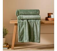 furn. Harrow Fleece Throw - Silky Soft Lightweight Flannel Blanket for Bed or Sofa (Sage - 140x180cm)