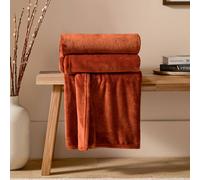 Furn Fleece Throw Harrow – Silky Soft Lightweight Flannel Blanket for Bed or Sofa Rust 140x180 cm