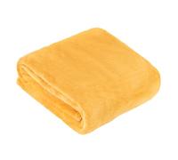 furn. Harrow Fleece Throw (Ochre - 140x180cm) | Silky soft lightweight flannel throw for beds and sofas