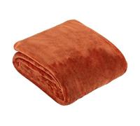 furn. Harrow Fleece Throw (Rust - 140x180cm) | Silky soft lightweight flannel throw for beds and sofas