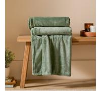 Furn Fleece Throw Harrow - Silky Soft Lightweight Flannel Blanket - Sage 140x180 cm