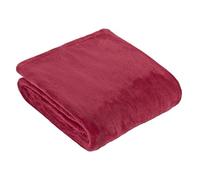 furn. Harrow Fleece Throw - Silky Soft Lightweight Flannel Blanket for Bed or Sofa (Berry - 140x180cm)