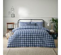 furn. Hartsford Gingham Check Duvet Cover Set - Navy - Super King