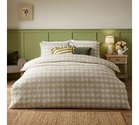 furn. Hartsford Gingham Check Duvet Cover Set - Classic Checked Bedding (Neutral - Double), Beige