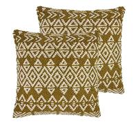 furn. Hatho Polyester Filled Cushions (Twin Pack), Cotton, Natural/Moss