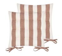 furn. Yard Hayle Striped Cotton Seat Pads - Pecan - 40x40cm