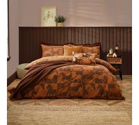 furn. Herve Reversible Duvet Cover Set - Wild Horses Statement Bedding (Tan - Super King)