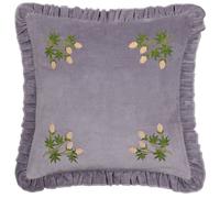 furn. Hettie Embroidered Cotton Velvet Polyester Filled Cushion, Lilac