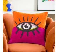 Heya Home All Eyes On You Boucle Tufted Cushion Cover, Orange/Pink
