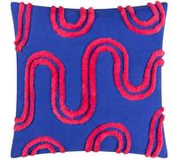 furn. Heya Home Archie Tufted Cushion - Abstract Tufted Design, Soft & Durable Polyester Filled (Cobalt/Pink - 45cm x 45cm)
