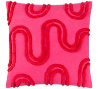 furn. Heya Home Archie Tufted Cushion - Abstract Tufted Design, Soft & Durable Polyester Filled (Pink/Red - 45cm x 45cm)