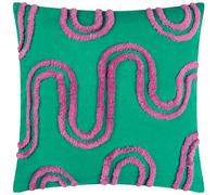 furn. Heya Home Archie Tufted Cushion - Abstract Tufted Design, Soft & Durable Polyester Filled (Turquoise/Purple - 45cm x 45cm)