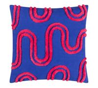 Heya Home Archie Tufted Cushion Cover, Cobalt/Pink