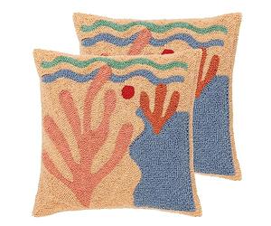 furn. Heya Home Corals Knitted Feather Filled Cushion - Twin Pack