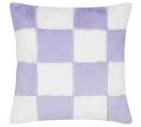 Heya Home Cozee Check Faux Fur Cushion Cover, Lilac