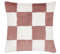 Heya Home Cozee Check Faux Fur Cushion Cover, Pink