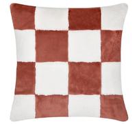 furn. Heya Home Cozee Check Faux Fur Cushion Cover, Rust
