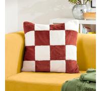 furn. Heya Home Cozee Check Faux Fur Feather Rich Filled Cushion