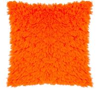 furn. Heya Home Fluff Ball Faux Fur Cushion Polyester Filled - Soft Texture, Bold Colour Pop (Orange Fever - 45x45cm)