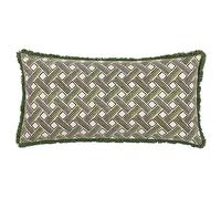 furn. Hoem Alexa Rectangular Cushion - Geometric Basket Weave Design Feather Filled (Olive - 60 x 30 cm)