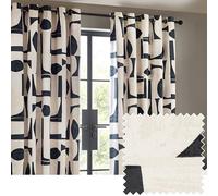 Hoem Carro Abstract 100% Cotton Lined Eyelet Curtains Dusk 229cm width 229cm drop, Multi