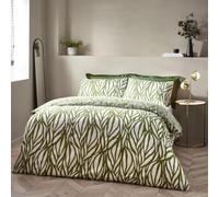 Hoem Frond Cotton Rich Duvet Cover Set, Olive