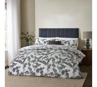 furn. Hoem Lauro Duvet Cover Set - Reversible Cotton Blend Botanical Leaf Bedding (Dusk - Super King)