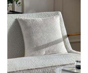 furn. Hoem Malans Cut Velvet Piped Cushion Cover - Luxury Velvet Textured Design Soft Plain Reverse (Milk - 45 x 45 cm)