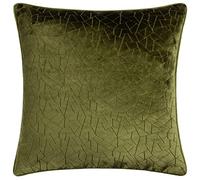 Malans Cut Velvet Piped Polyester Filled Cushion HOEM Olive 45cm x 45cm