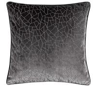 Malans Cut Velvet Piped Polyester Filled Cushion HOEM Dark Grey 45cm x 45cm