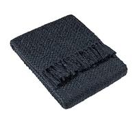 Furn Hoem Morni Woven Fringed Throw - Soft Textured Yarn Blend with Tasselled Trim (Dusk - 130 x 180 cm)