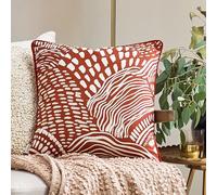 furn. Hoem Nola Abstract Cotton Piped Polyester Filled Cushion, Chestnut