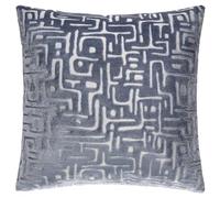 furn. Hoem Soren Feather Filled Cushion - Cut Velvet Abstract Geometric Textured Decorative Pillow (Slate Blue - 45x45cm)