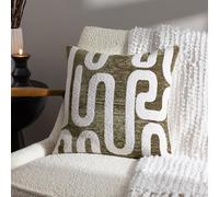 furn. Hoem Vardan Chenille Jacquard Cushion Cover - Geometric Boucle Woven Design (Olive - 45 x 45 cm)