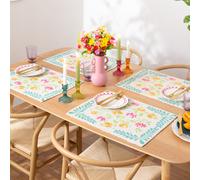furn. Honeysuckle Placemats - Washable Watercolour Floral Set of 4 Quick Drying Table Mats (Multicoloured - 46x36cm)