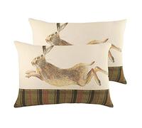 Evans Lichfield Hunter Leaping Hare Twin Pack Polyester Filled Cushions, Multi, 40 x 60cm