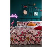 furn Inked Duvet Cover Set - Tattoo Inspired Cartoon Print with Reversible Design, Polycotton Bedding (Pink Blush - Super King)