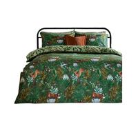 Furn Into The Woods Reversible Printed Duvet Cover Set - Forest Green - Single - Forest Green - 52% Polyester/48% Cotton